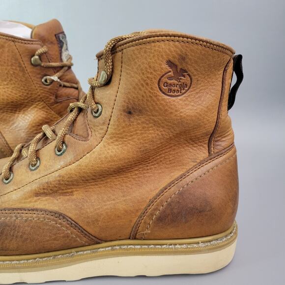 Georgia Men\'s G6152 Mid Calf Boot Barracuda Gold Work Boot Tan Brown Size 15 VTG main image 8